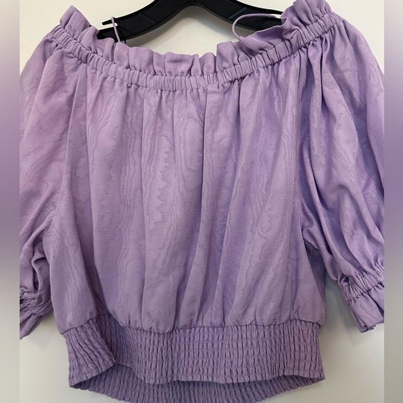 Alice + Olivia Purple Caprina Off-Shoulder Blouse size L - Picture 4 of 5